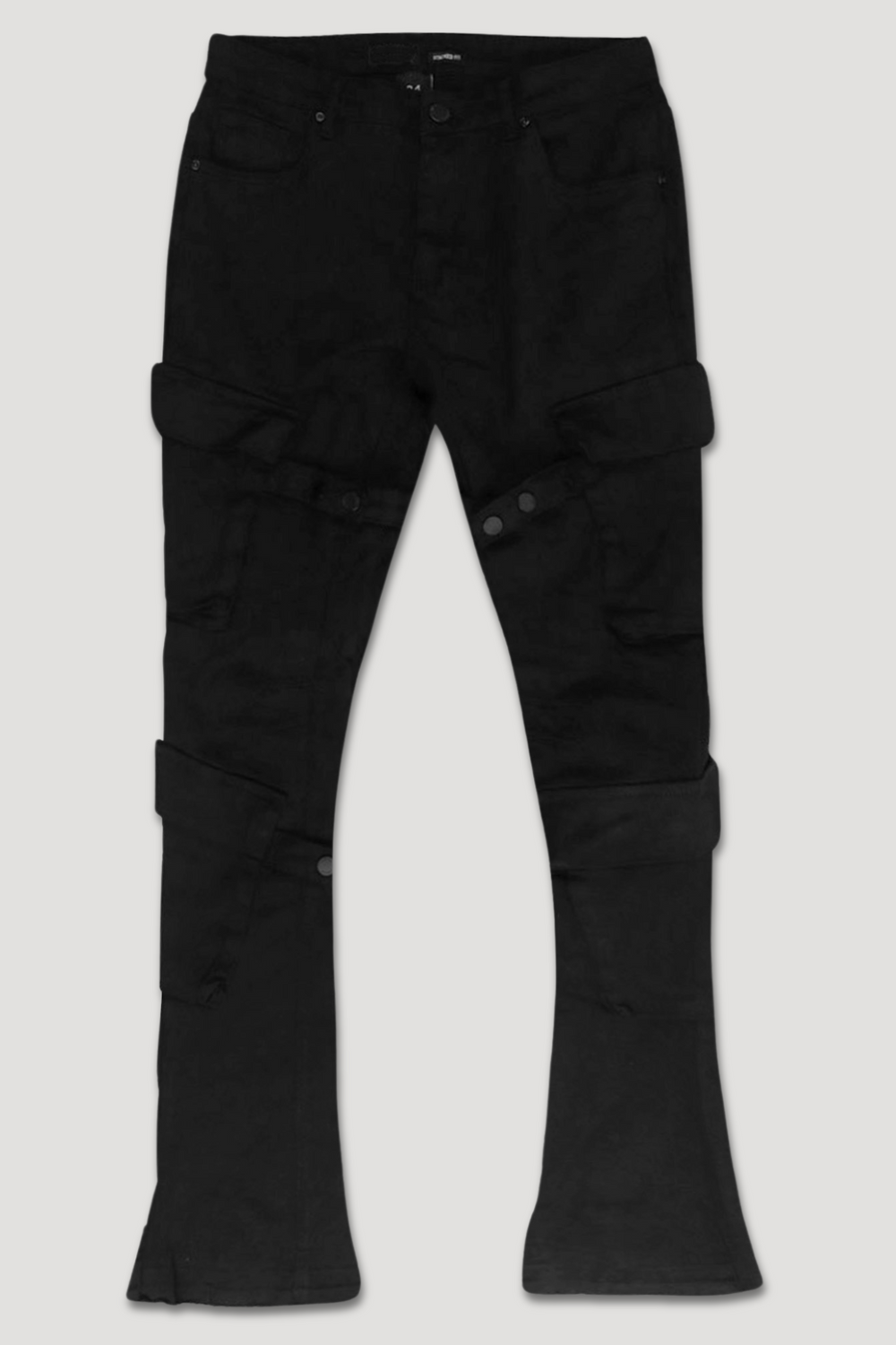 Gespleten Cargo Stacked Denim (Jet Black)