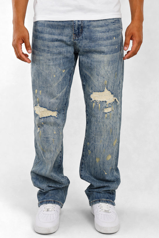 Legacy Paint Drip Relaxed Fit Denim (Vintage Wash) (M8823D)