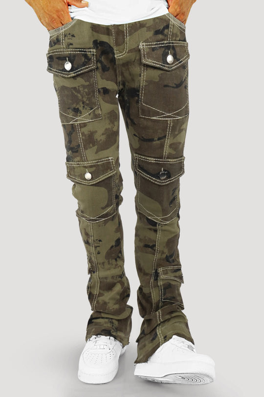 Against The Grain Camo Cargo Stacked Denim (Camo) (M8268T) - Zamage