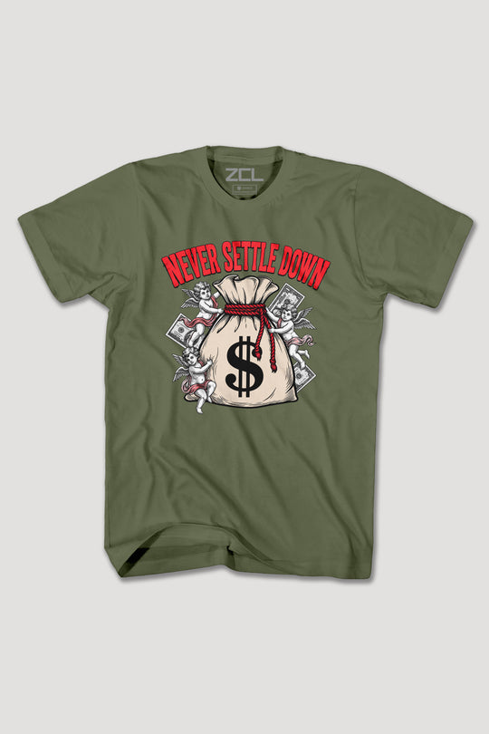 NEVER SETTLE DOWN TEE