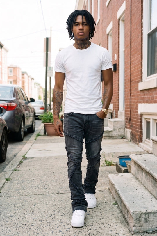 Atlas Stacked Denim (Black) - Zamage