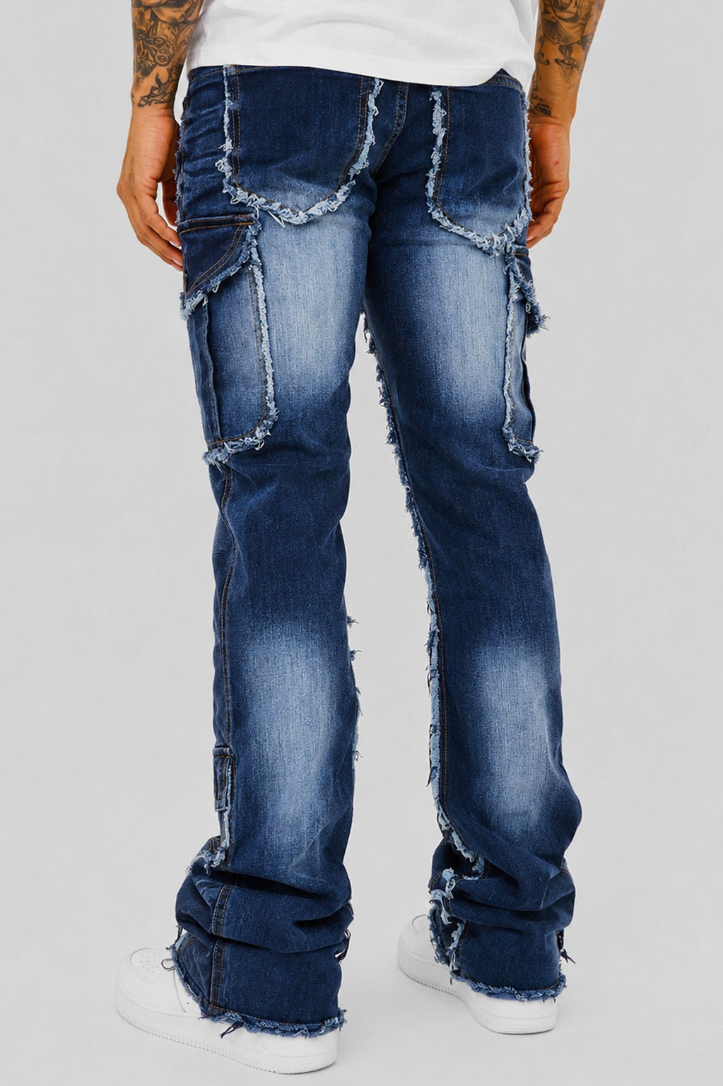 Bandit Cargo Pocket Stacked Denim (Medium Blue) - Zamage
