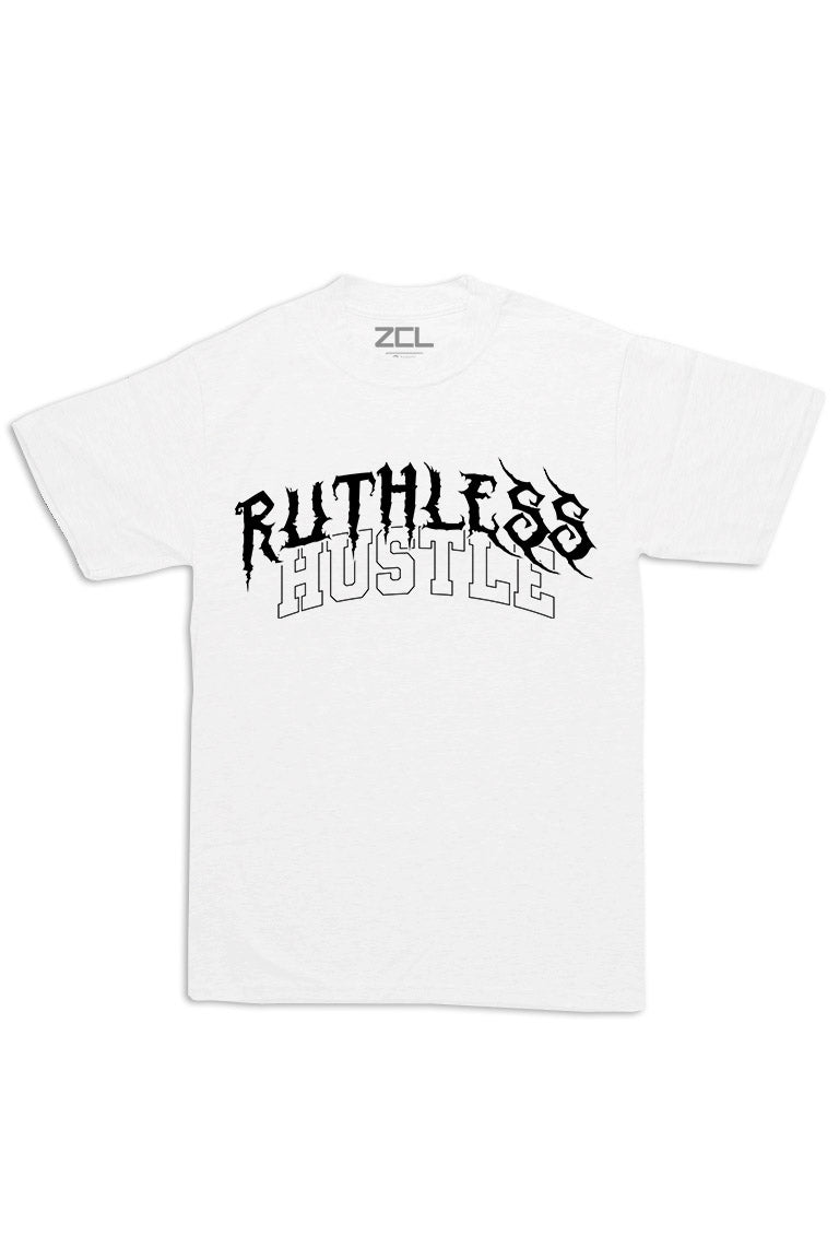 Oversized Ruthless Hustle Tee (Black Logo) - Zamage