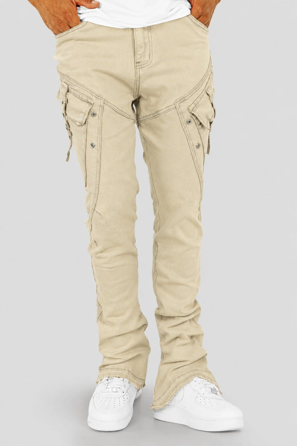 Bend The Block Cargo Stacked Denim (Sand Wash) (M8458D) - Zamage