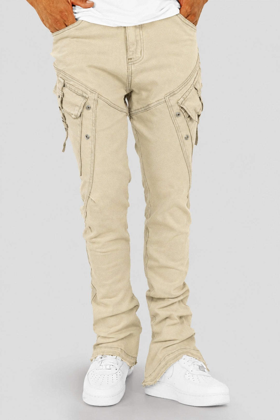Bend The Block Cargo Stacked Denim (Sand Wash) (M8458D) - Zamage