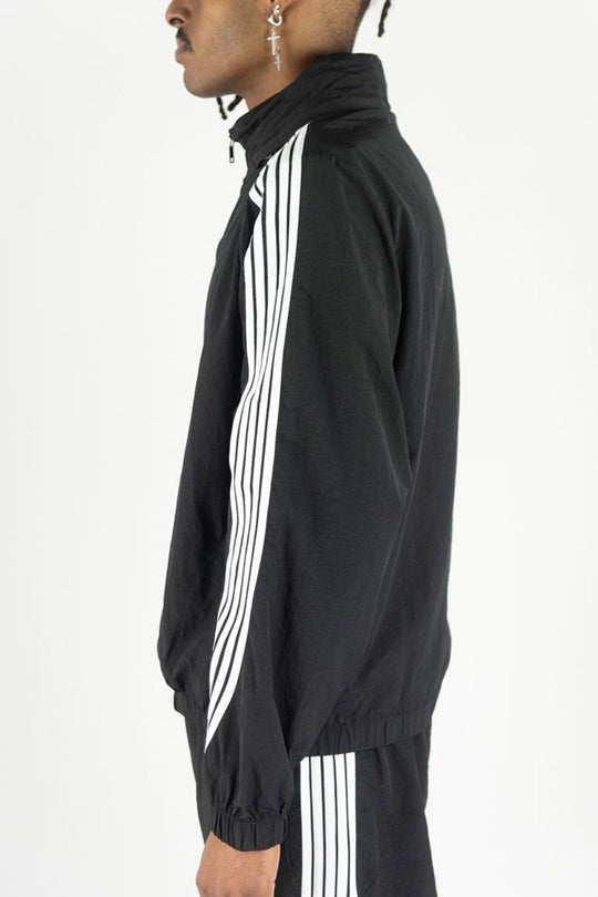 Bent Stripe Nylon Jacket (Black) - Zamage