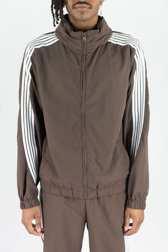 Bent Stripe Nylon Jacket (Brown) - Zamage