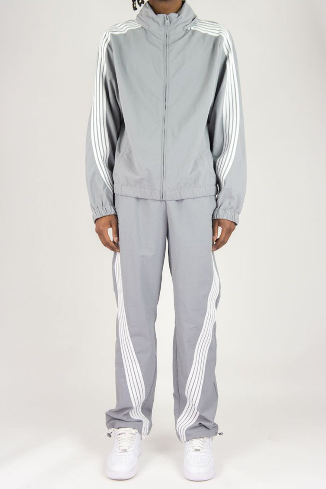 Bent Stripe Nylon Jacket (Grey) - Zamage