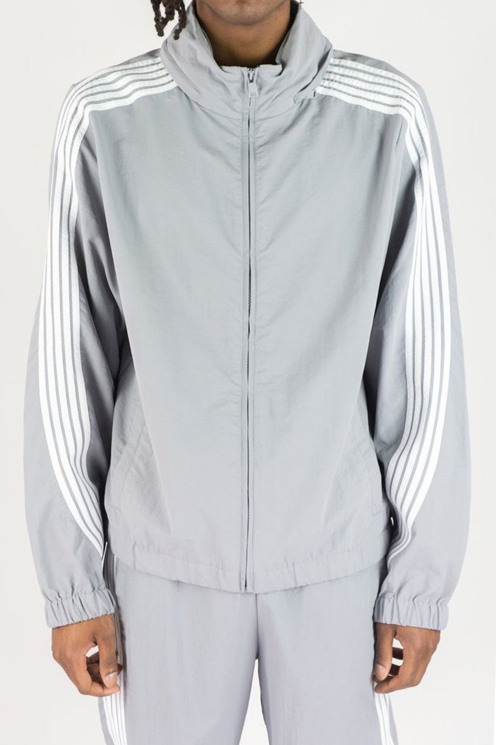Bent Stripe Nylon Jacket (Grey) - Zamage
