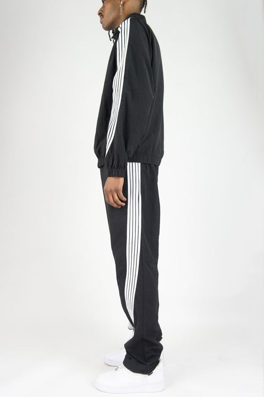 Bent Stripe Nylon Pant (Black) - Zamage