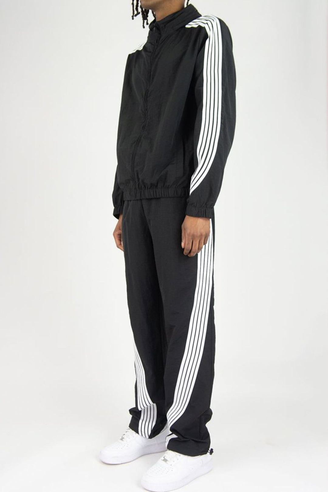 Bent Stripe Nylon Pant (Black) - Zamage