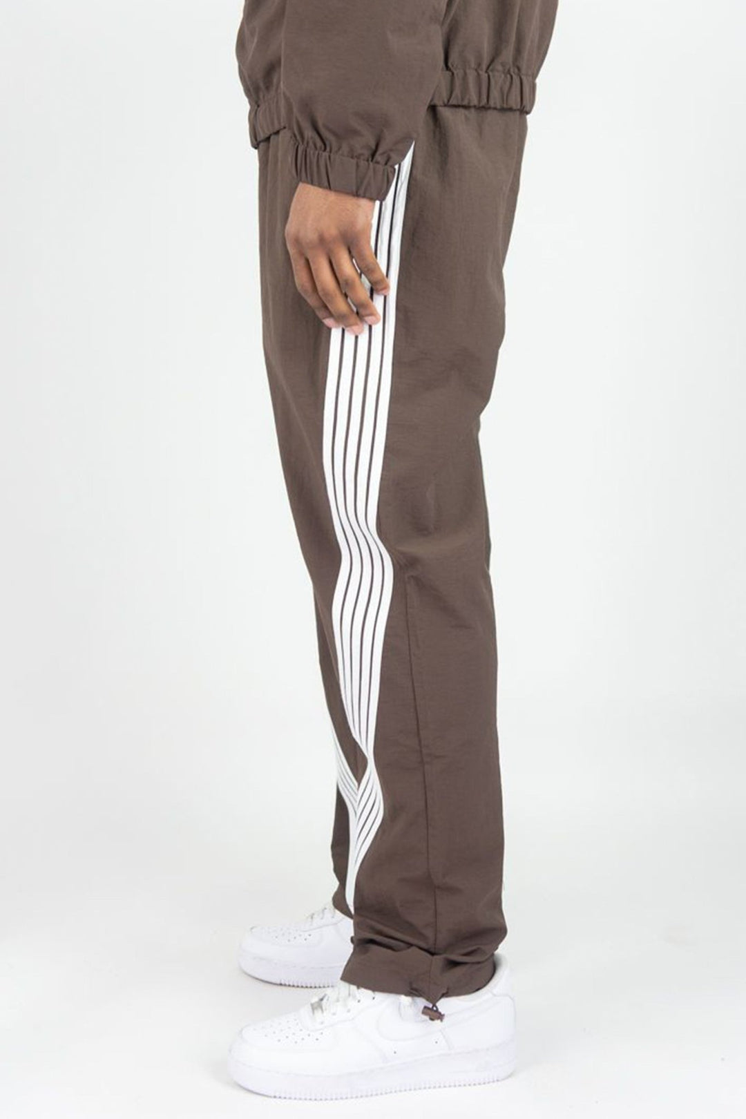 Bent Stripe Nylon Pant (Brown) - Zamage