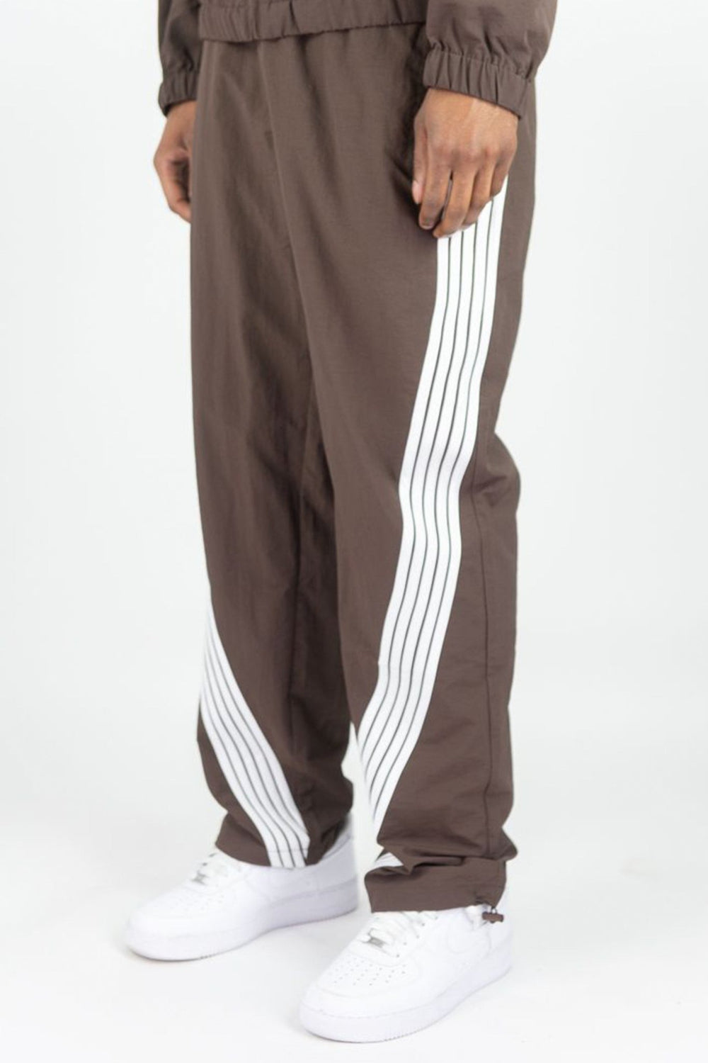 Bent Stripe Nylon Pant (Brown) - Zamage