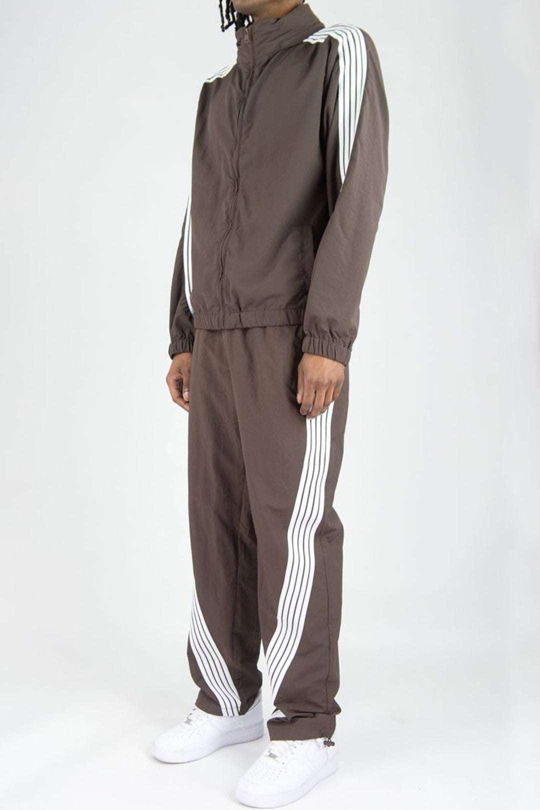 Bent Stripe Nylon Pant (Brown) - Zamage