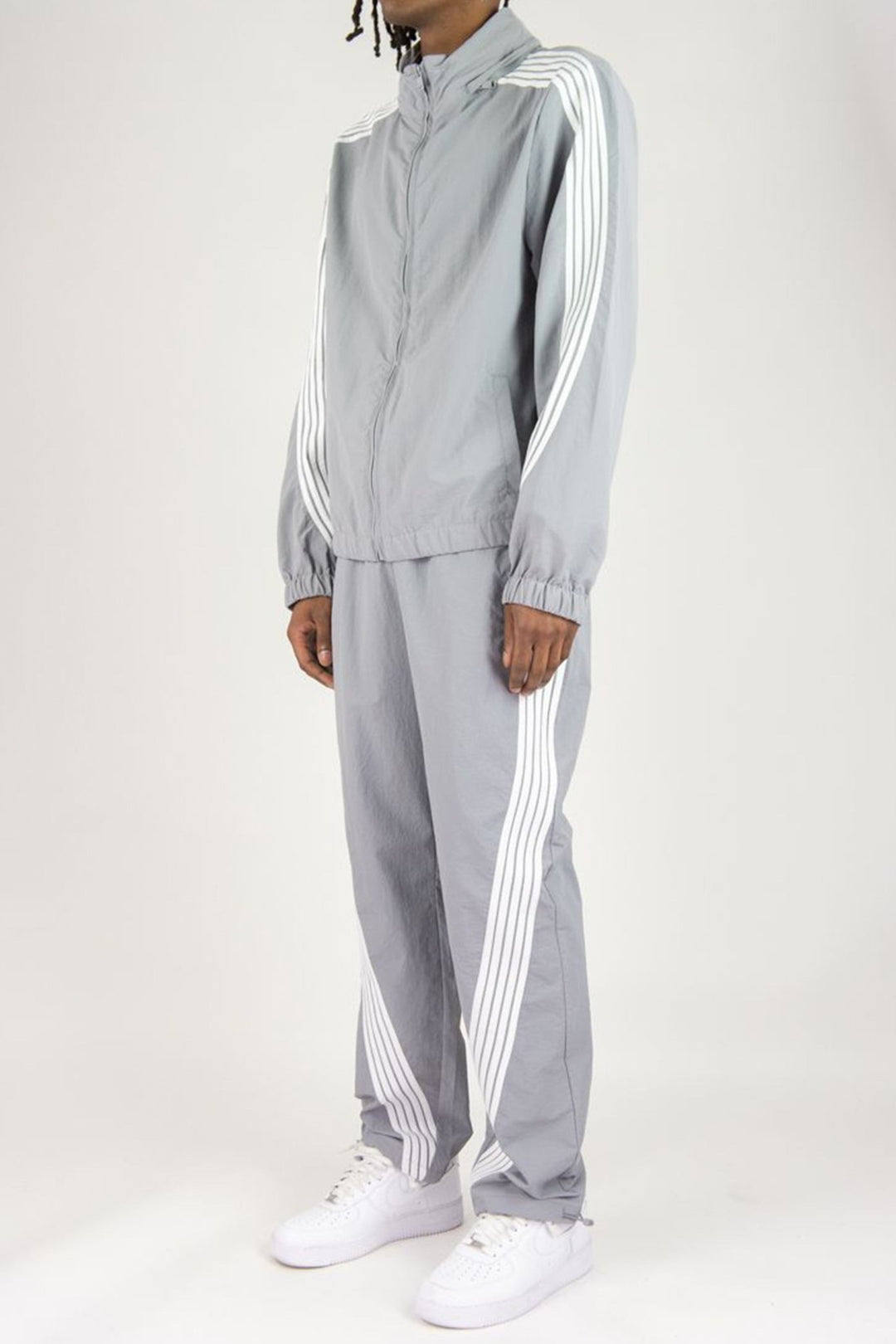 Bent Stripe Nylon Pant (Grey) - Zamage