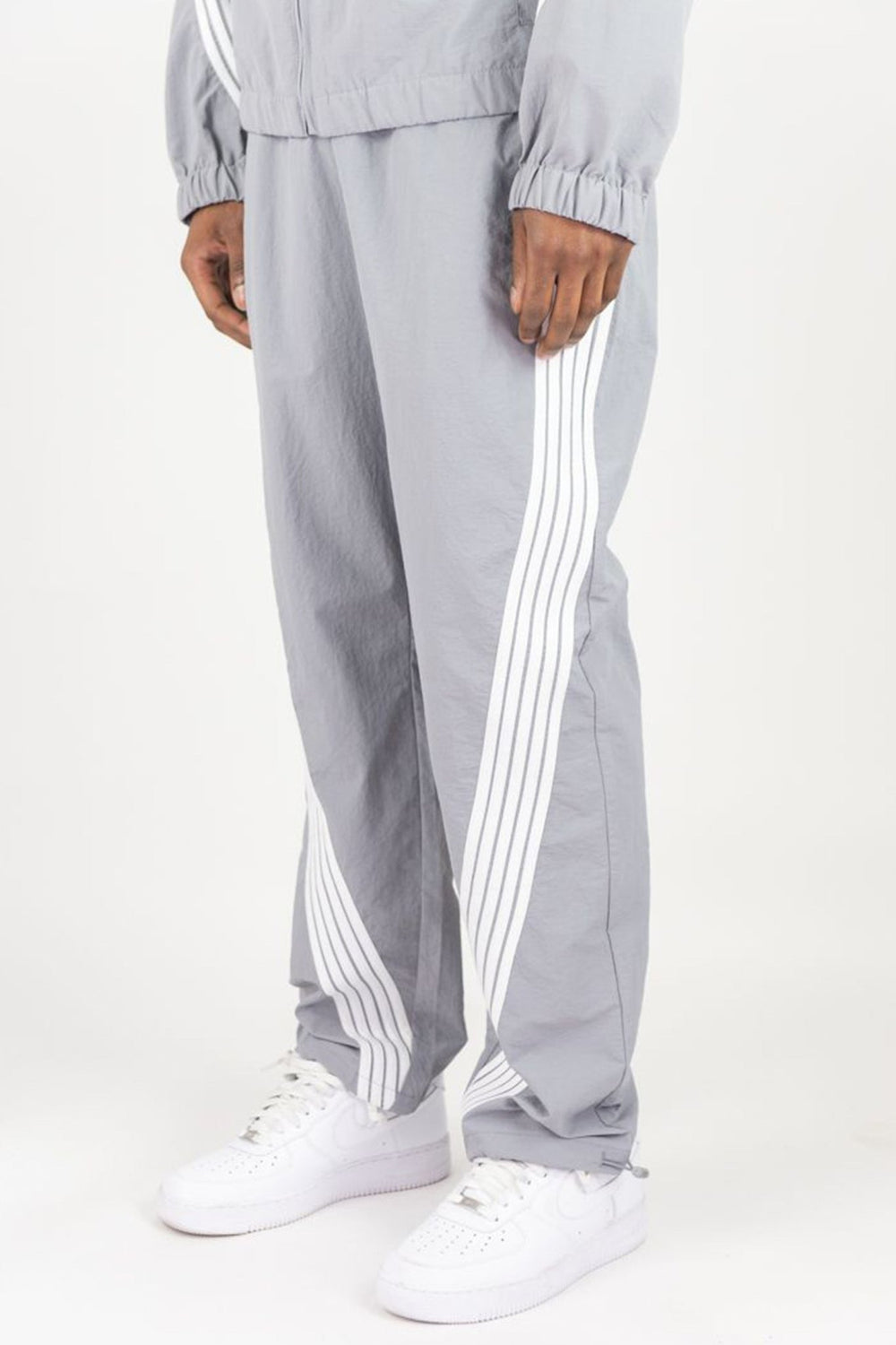 Bent Stripe Nylon Pant (Grey) - Zamage