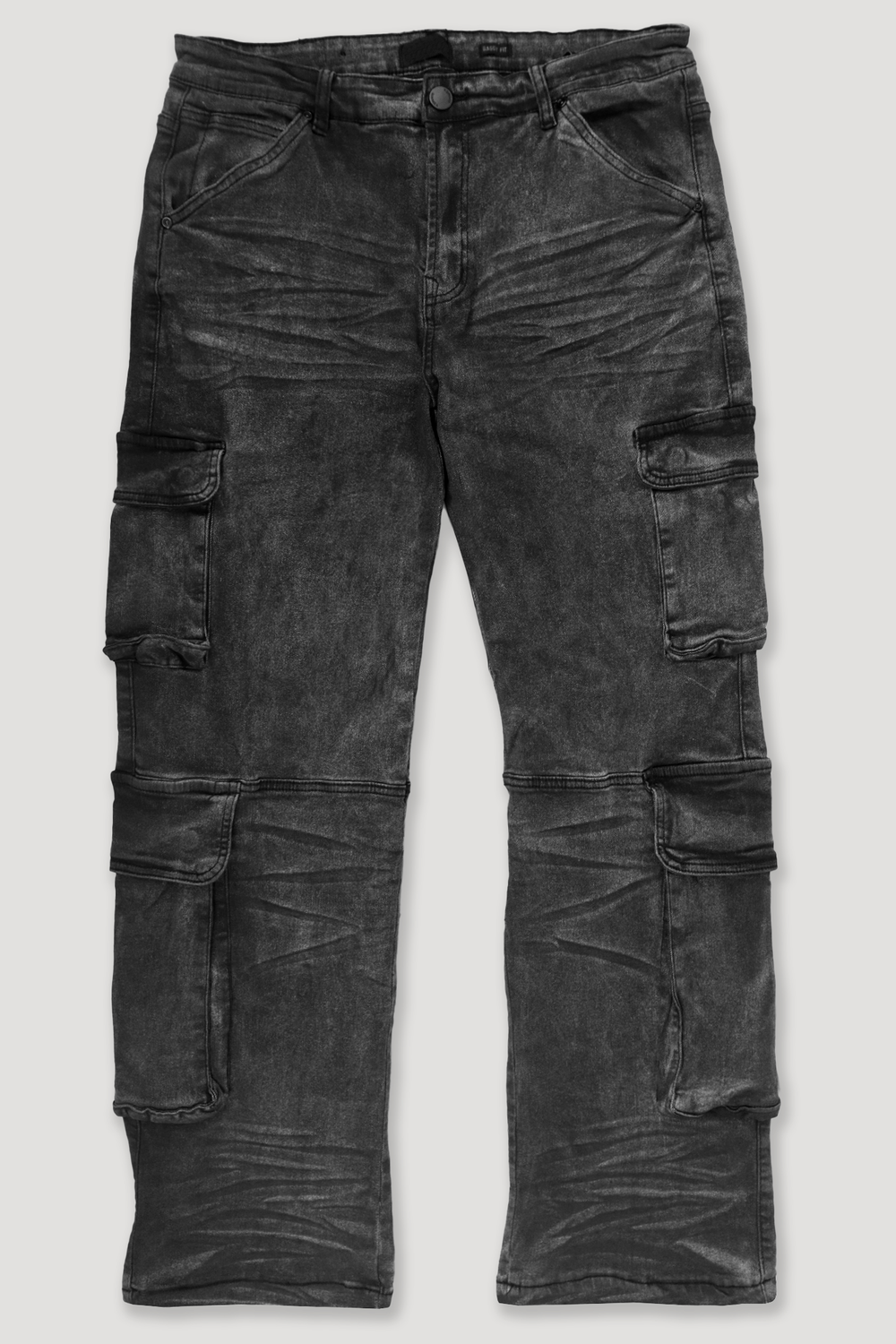 Relaxed Cargo Baggy Fit Denim (Black Bleach) (M8256D)