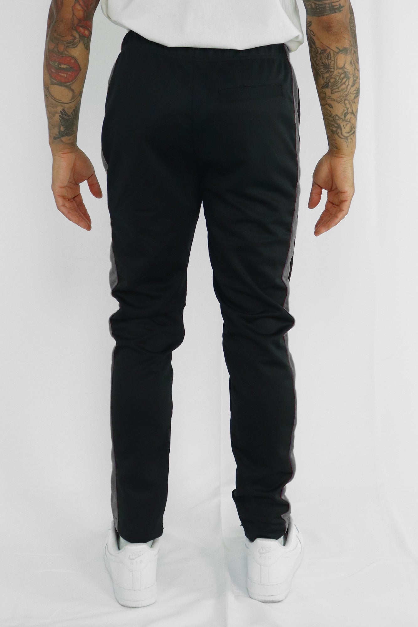 Premium Side Stripe Zip Pocket Track Pants (Black-Charcoal) – Zamage