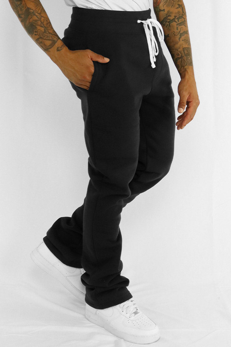Fleece Stacked Fit Pant (Black) - Zamage