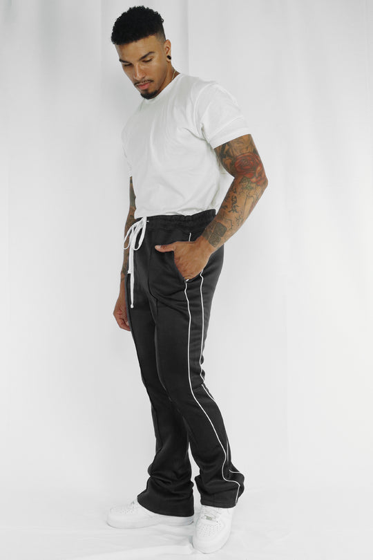 Stacked Track Pant (Black) - Zamage