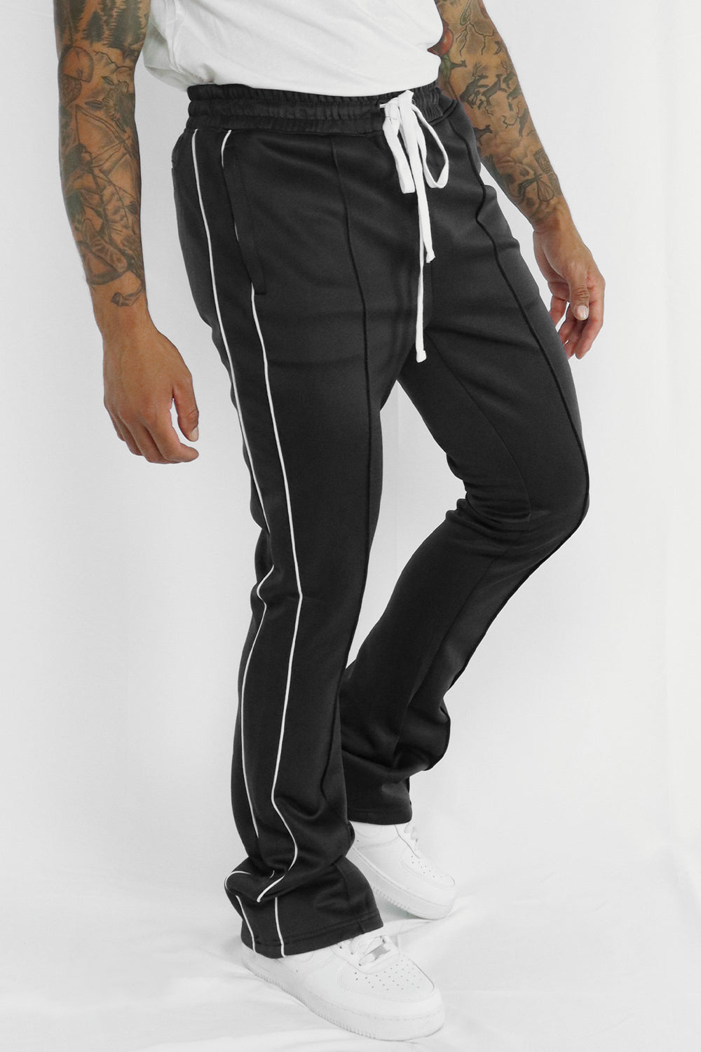 Stacked Track Pant (Black) - Zamage