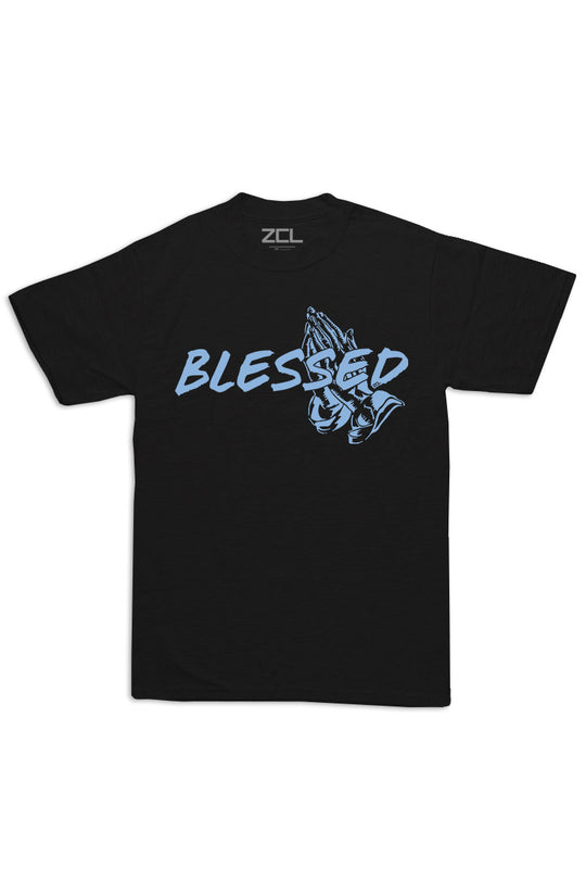 Oversized Blessed Tee (Powder Blue Logo) - Zamage