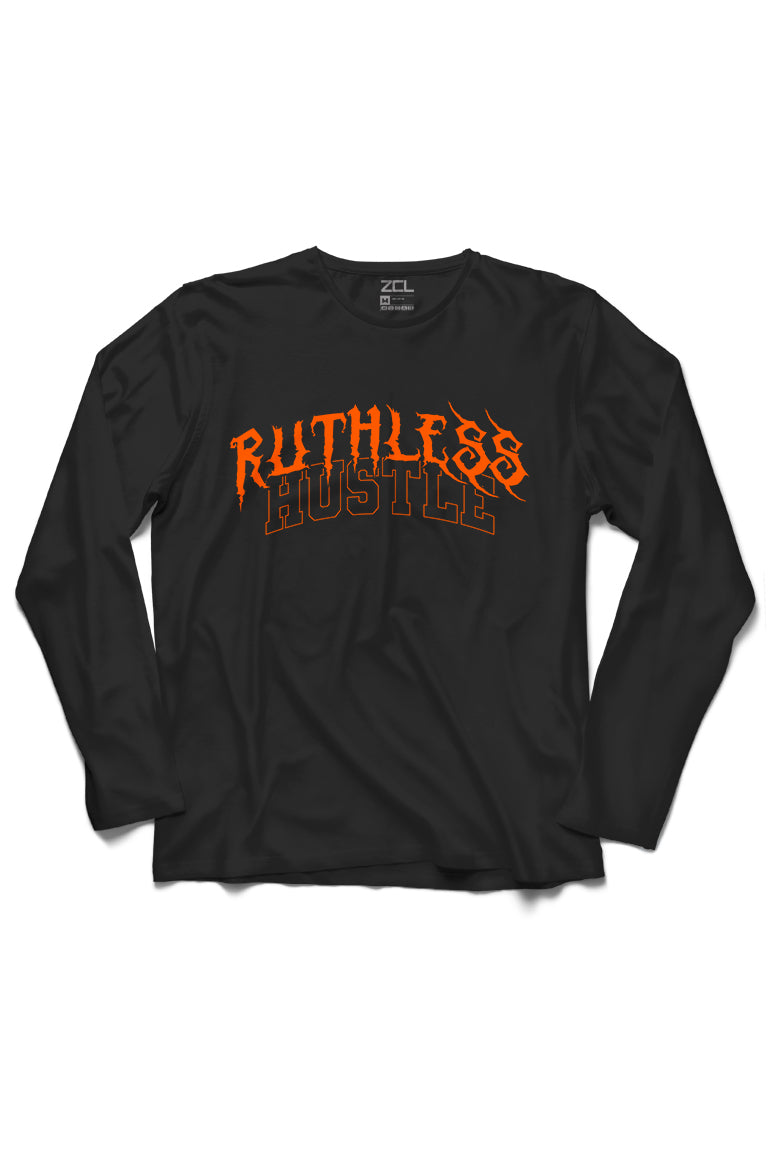 Ruthless Hustle Long Sleeve Tee (Orange Logo) - Zamage