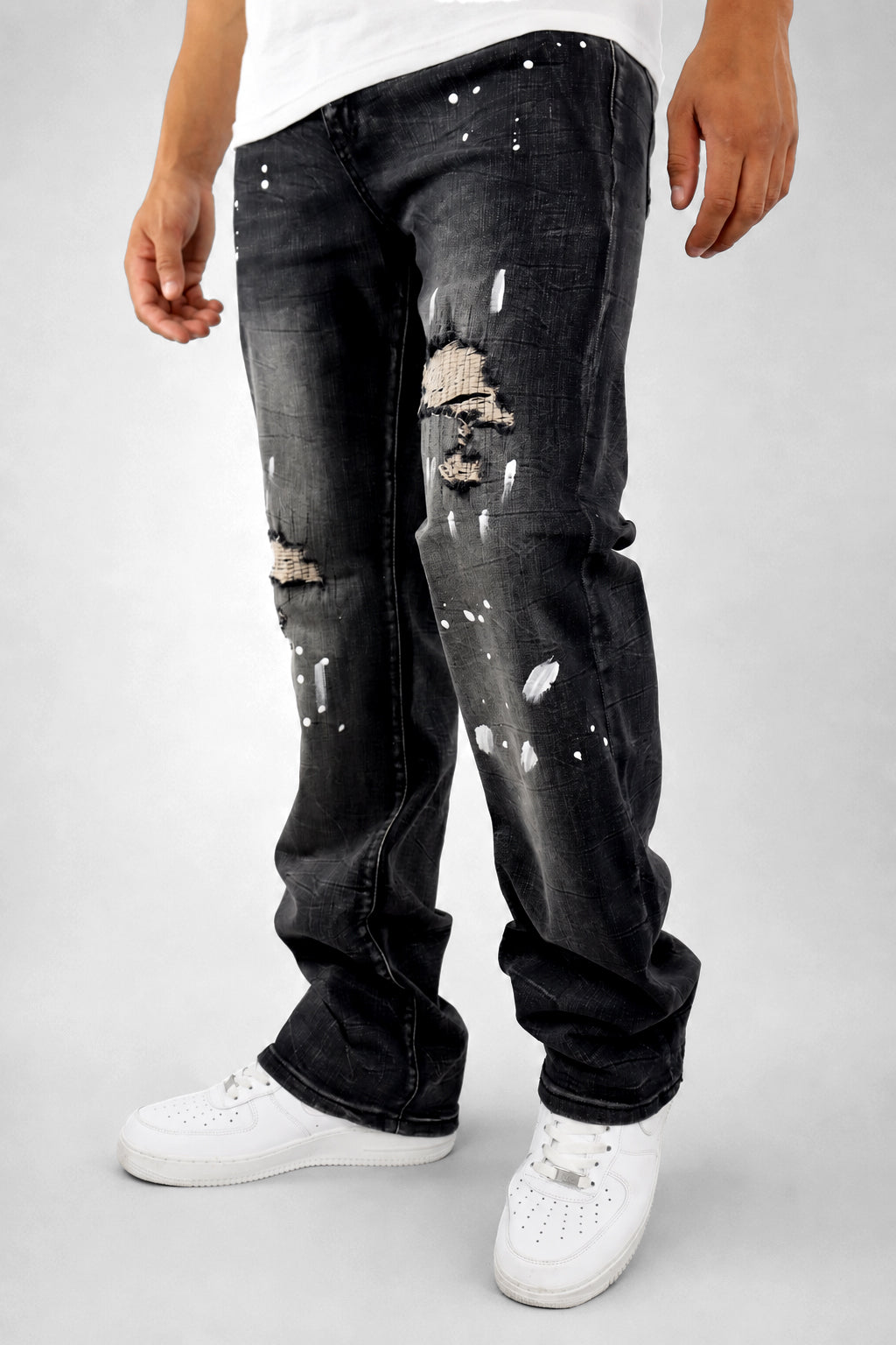 Legacy Paint Drip Relaxed Fit Denim (Black Wash) (M8823D)