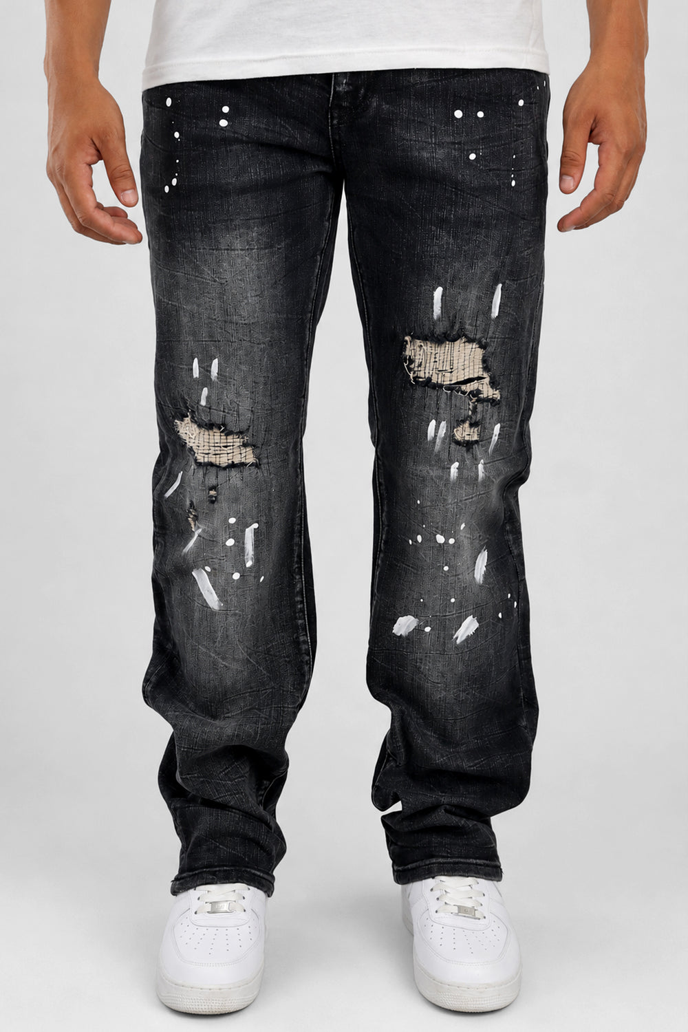 Legacy Paint Drip Relaxed Fit Denim (Black Wash) (M8823D)