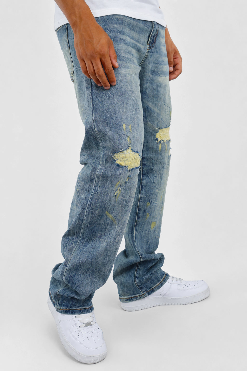 Legacy Paint Drip Relaxed Fit Denim (Vintage Wash) (M8823D)
