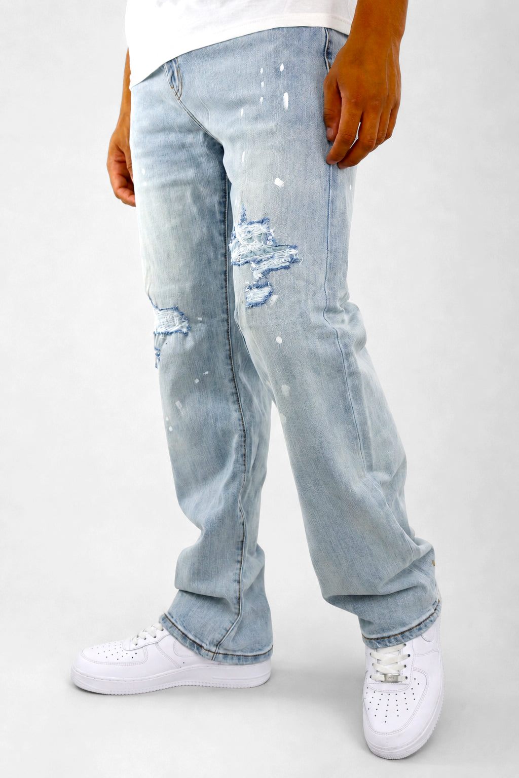 Legacy Paint Drip Relaxed Fit Denim (Light Blue) (M8823D)