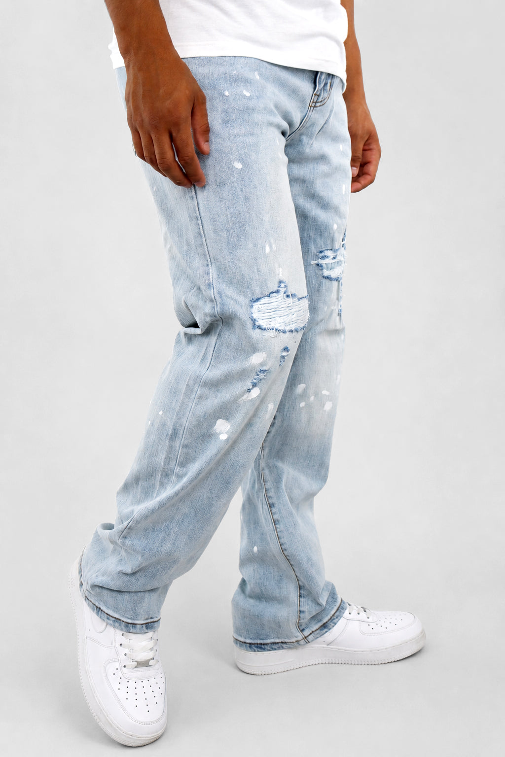 Legacy Paint Drip Relaxed Fit Denim (Light Blue) (M8823D)