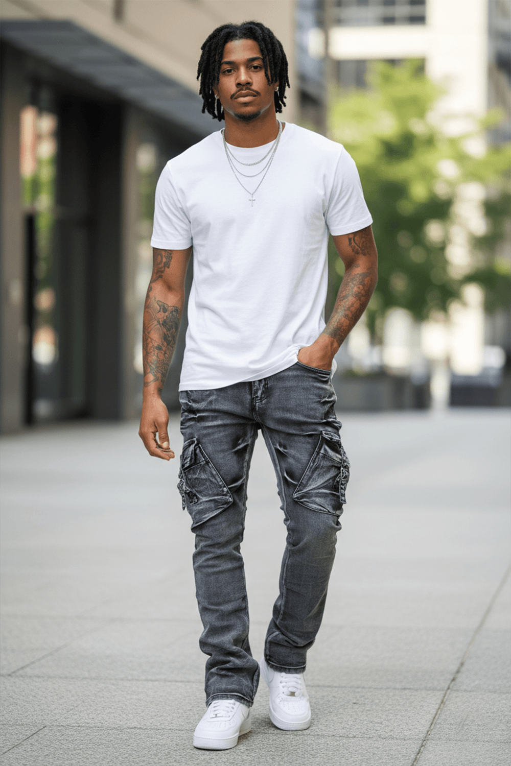 Cargo Shine Super Stacked Denim (Black Wash) - Zamage