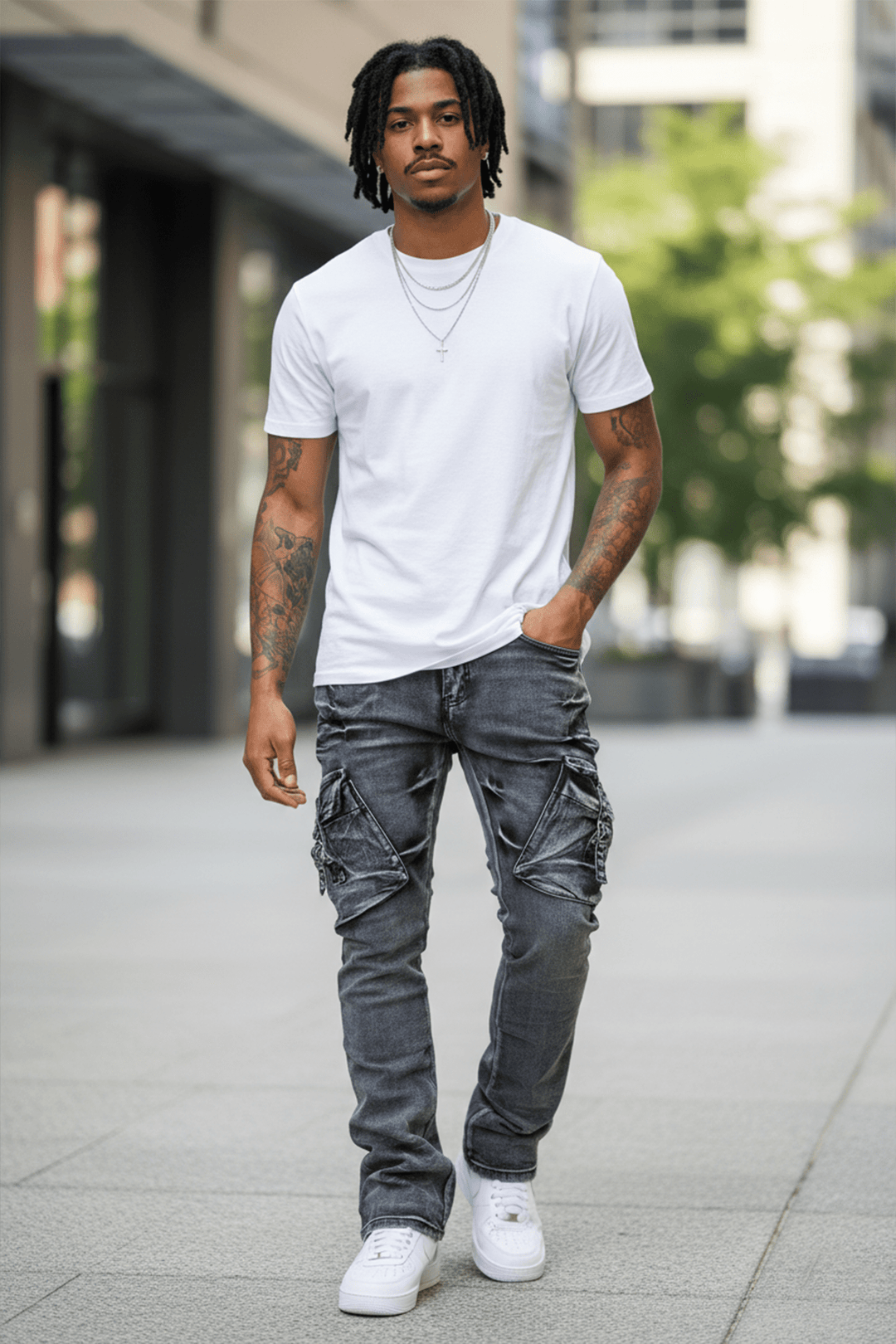 Cargo Shine Super Stacked Denim (Black Wash) - Zamage