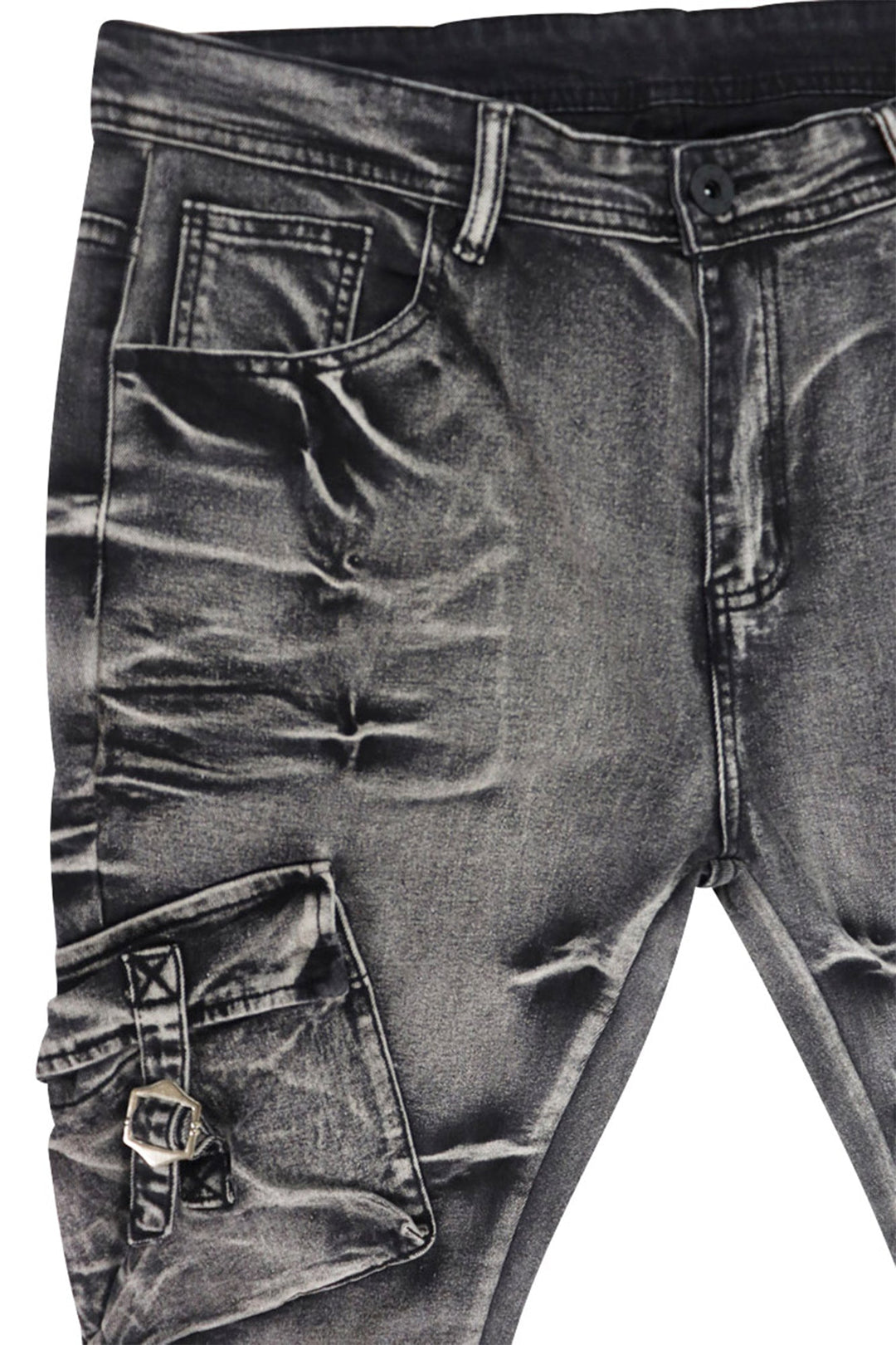 Cargo Shine Super Stacked Denim (Black Wash) - Zamage