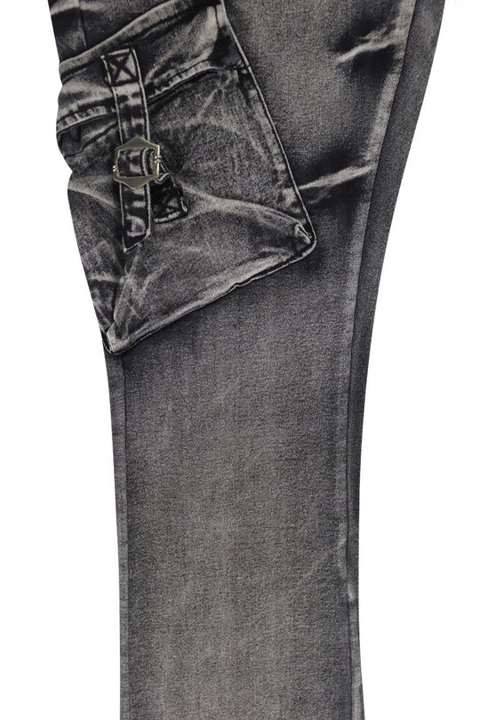 Cargo Shine Super Stacked Denim (Black Wash) - Zamage