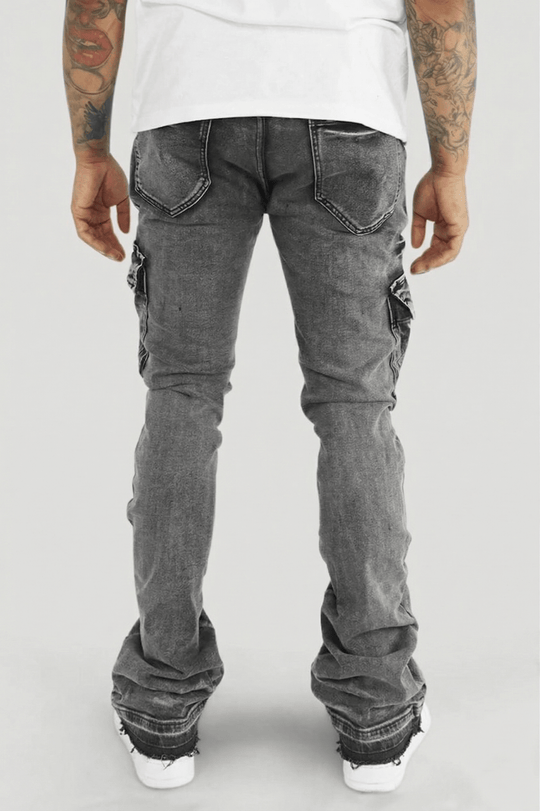 Cargo Shine Super Stacked Denim (Black Wash) - Zamage