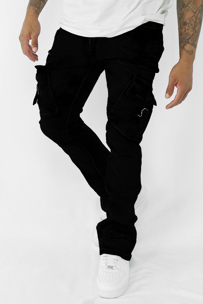 Cargo Shine Super Stacked Denim (Jet Black)