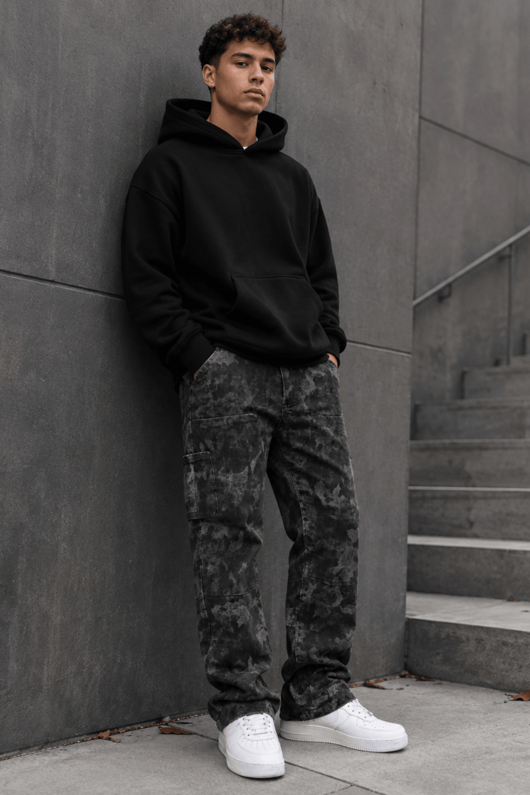 Carpenter Washed Relaxed Fit Denim (Grey Camo) (M8825D) - Zamage