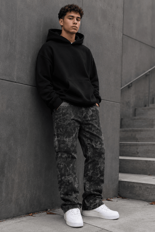 Carpenter Washed Relaxed Fit Denim (Grey Camo) (M8825D) - Zamage