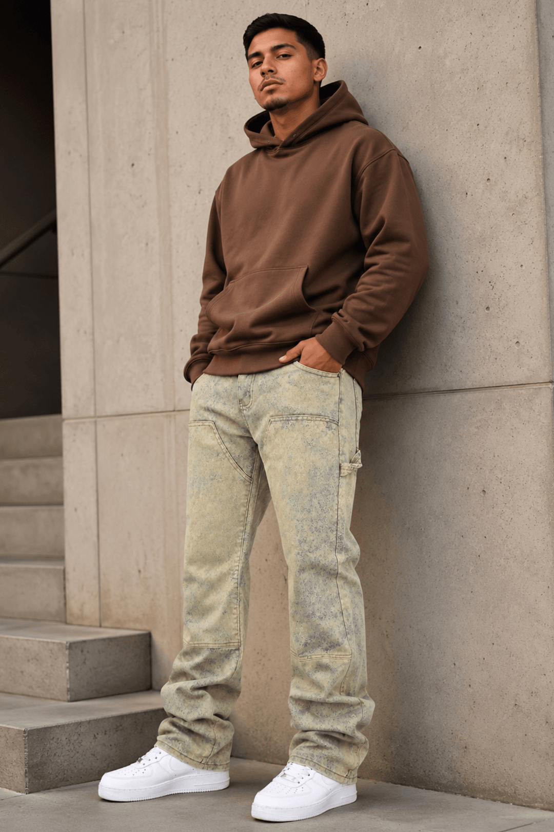Carpenter Washed Relaxed Fit Denim (Khaki) (M8825D) - Zamage