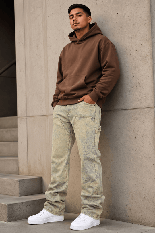 Carpenter Washed Relaxed Fit Denim (Khaki) (M8825D) - Zamage