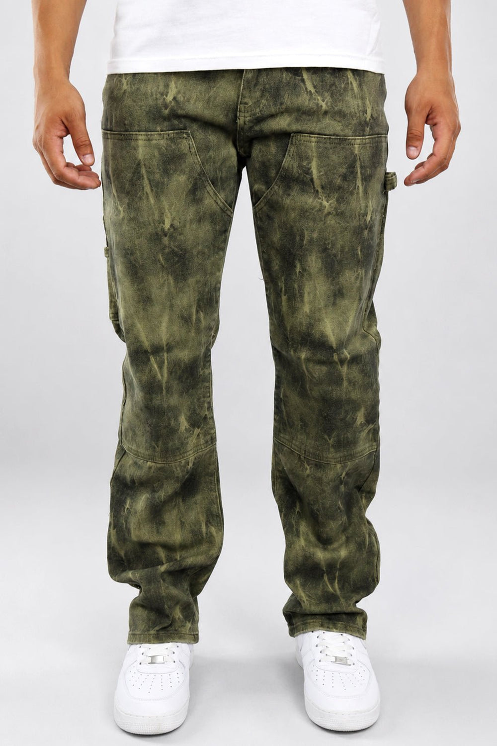 Carpenter Washed Relaxed Fit Denim (Olive Tie Dye) (M8825D) - Zamage