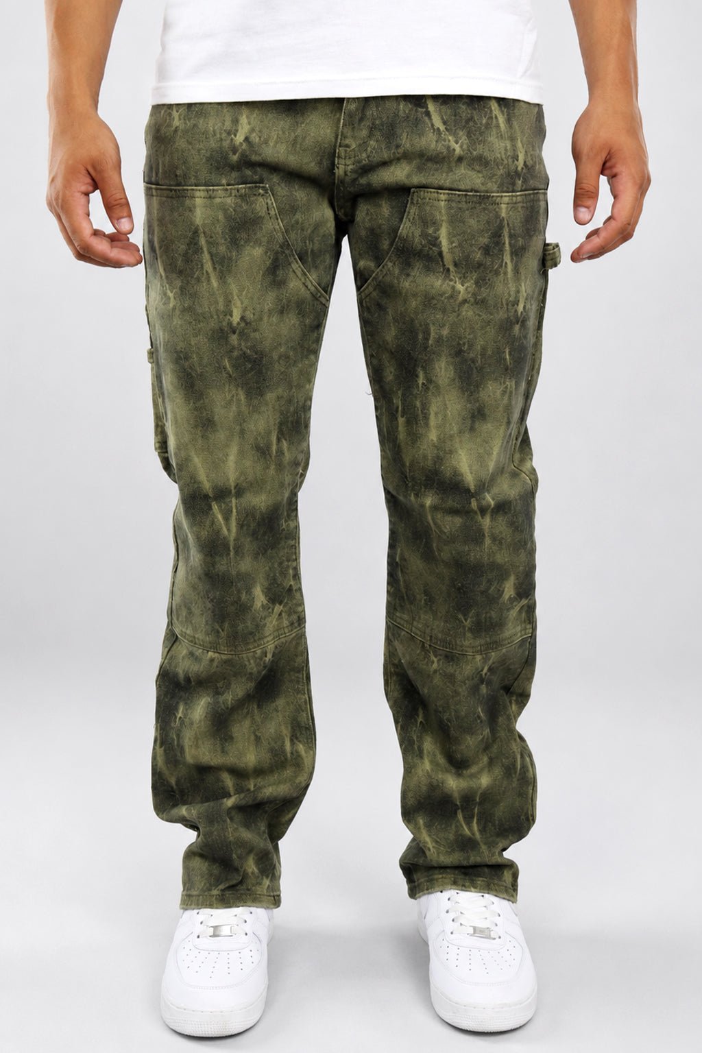 Carpenter Washed Relaxed Fit Denim (Olive Tie Dye) (M8825D) - Zamage