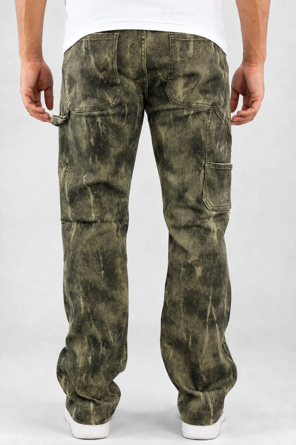 Carpenter Washed Relaxed Fit Denim (Olive Tie Dye) (M8825D) - Zamage