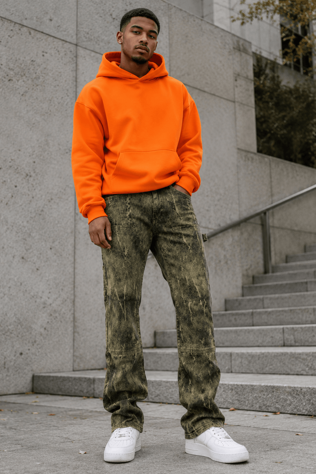 Carpenter Washed Relaxed Fit Denim (Olive Tie Dye) (M8825D) - Zamage
