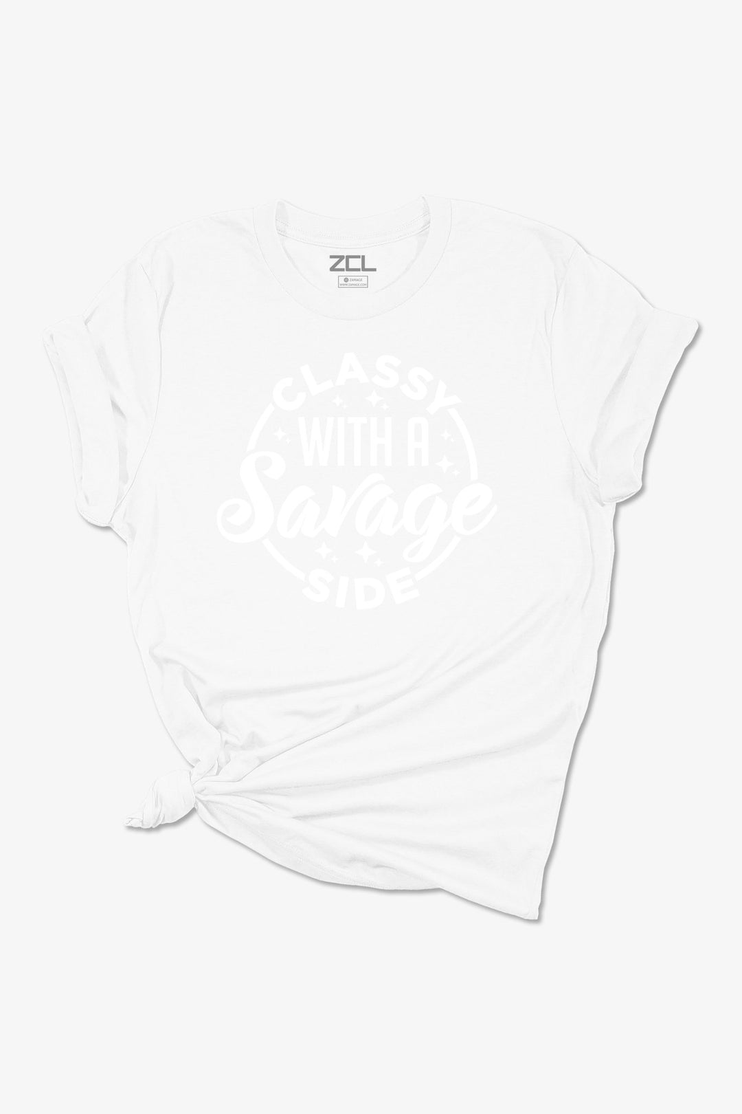 Classy With A Savage Side Women's Tee (White Logo) - Zamage