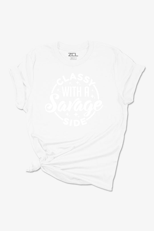 Classy With A Savage Side Women's Tee (White Logo) - Zamage