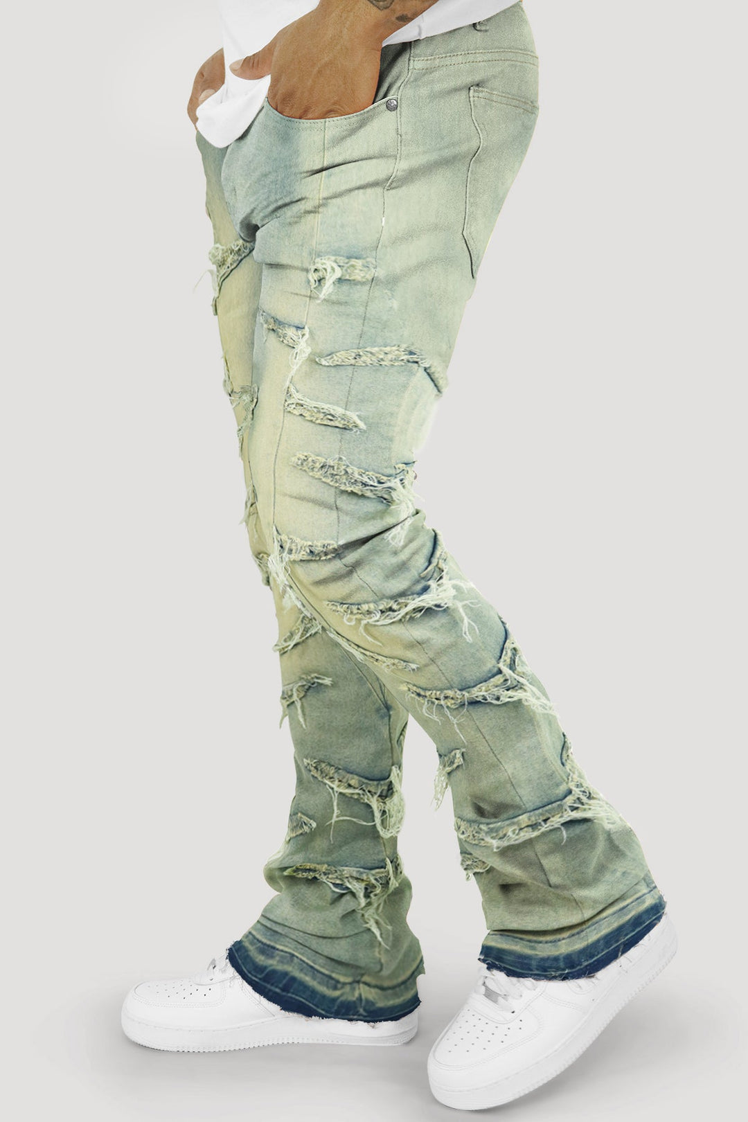 Climbing Thread Stacked Denim (Medium Blue) - Zamage