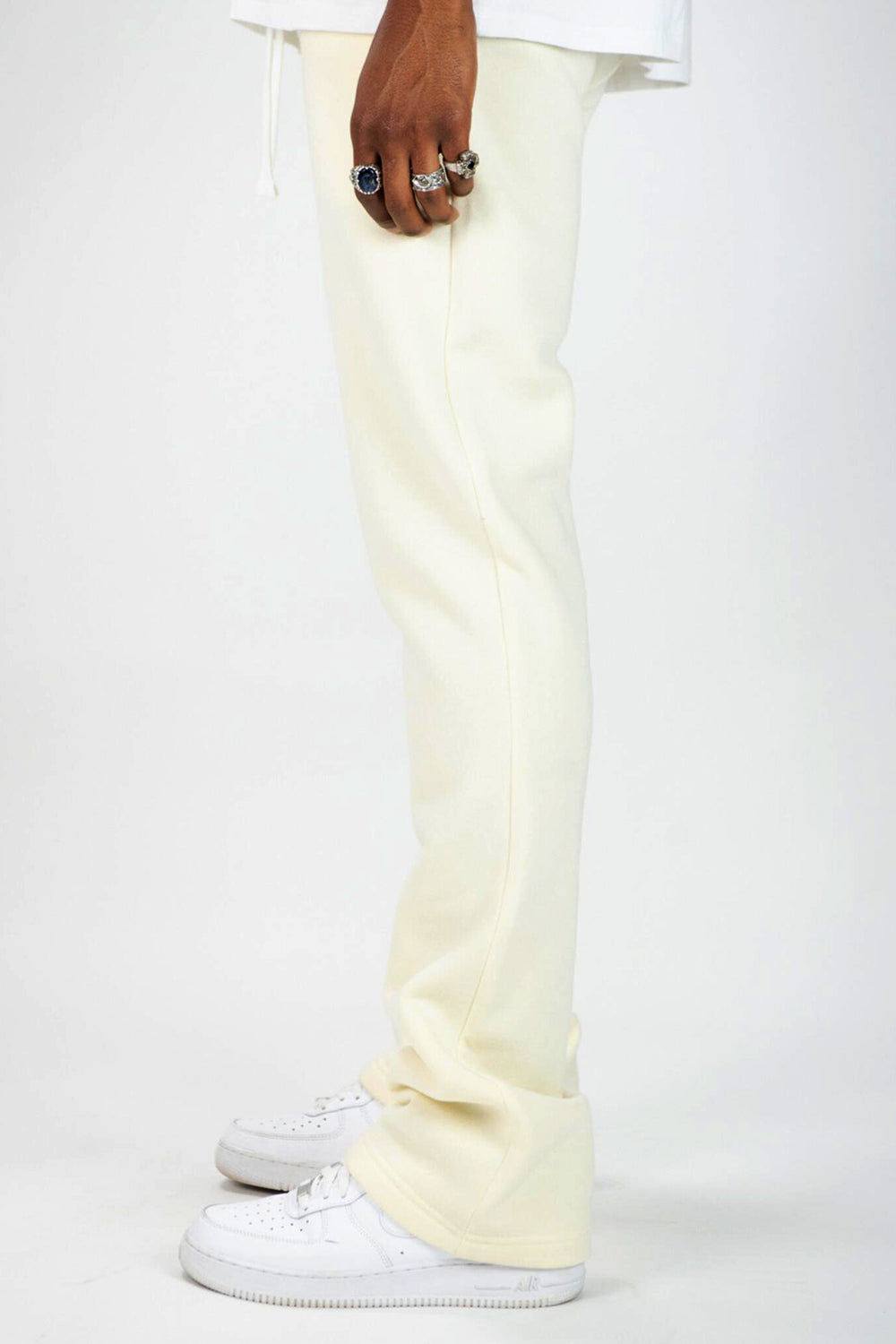 Fleece Stacked Fit Pant (Cream) (100-475) - Zamage
